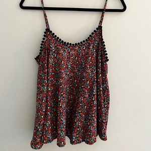 Red Floral Tank Top, Medium